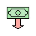 dollar arrow down icon. Simple color with outline vector elements of bankruptcy icons for ui and ux, website or mobile application Royalty Free Stock Photo