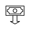 dollar arrow down icon. Simple line, outline vector elements of bankruptcy icons for ui and ux, website or mobile application Royalty Free Stock Photo