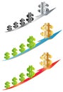 Dollar on the arrow icon