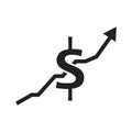 Dollar arrow indicates vector icon, currency sign