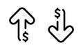 Dollar arrow up and down outline icon. USD increase and decrease sign symbol Royalty Free Stock Photo