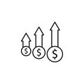 Dollar, arrow, up icon. Element of finance illustration. Signs and symbols icon can be used for web, logo, mobile app, UI, UX Royalty Free Stock Photo