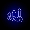 dollar arrow up icon in neon style. Element of finance illustration. Signs and symbols icon can be used for web, logo, mobile app Royalty Free Stock Photo