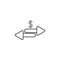 dollar arrows line icon. Element of bankig icon for mobile concept and web apps. Thin line dollar arrows icon can be used for web Royalty Free Stock Photo
