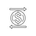 Dollar, arrows, transfer icon. Element of cash machine