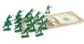 Dollar attack on white background