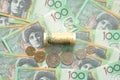 Dollar australian banknote and coins Royalty Free Stock Photo