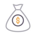 Dollar bag thin color line vector icon Royalty Free Stock Photo