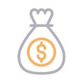 Dollar bag thin color line vector icon Royalty Free Stock Photo