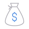 Dollar bag thin line color vector icon Royalty Free Stock Photo