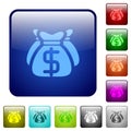 Dollar bags color square buttons Royalty Free Stock Photo