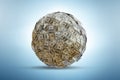 Dollar ball with 100-dollar banknotes - 3d rendering