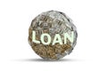 Dollar ball in debt loan concept - 3d rendering