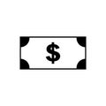 Dollar bank note outline icon isolated. Symbol, logo illustration for mobile concept and web design. Royalty Free Stock Photo