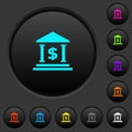 Dollar bank office dark push buttons with color icons
