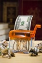 Dollar banknote in a paper shredder Royalty Free Stock Photo