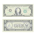 1 Dollar Banknote Vector. Cartoon US Currency. Two Sides Of One American Money Bill Isolated Illustration. Cash Symbol 1