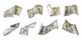 Dollar banknotes flying on white background, collage. Banner design Royalty Free Stock Photo