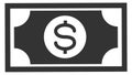 Dollar bill black icon. Money cash symbol Royalty Free Stock Photo