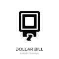 dollar bill from cash machine icon in trendy design style. dollar bill from cash machine icon isolated on white background. dollar Royalty Free Stock Photo