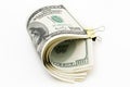 100 dollar bill with a clip on a white background Royalty Free Stock Photo