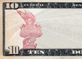 10 dollar bill with empty middle area Royalty Free Stock Photo