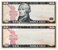 10 dollar bill with empty middle area Royalty Free Stock Photo