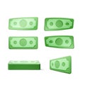 Dollar bill. Green 3d render american money. Dollar banknote in cartoon style