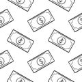 Dollar bill hand drawn seamless pattern