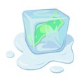 Dollar bill inside an ice cube. Royalty Free Stock Photo