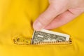 Dollar bill inside a pocket Royalty Free Stock Photo