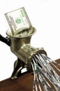 100 dollar bill in a meat grinder Royalty Free Stock Photo