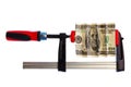 Dollar Bill Pinched In Clamp Royalty Free Stock Photo