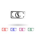 Dollar bill sketch style multi color icon. Simple thin line, outline vector of banking icons for ui and ux, website or mobile Royalty Free Stock Photo