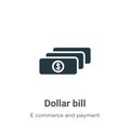 Dollar bill vector icon on white background. Flat vector dollar bill icon symbol sign from modern e commerce and payment