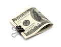 Dollar bills with clip isolated Royalty Free Stock Photo
