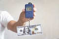 Dollar bills on electronic scales, a symbol of cost appreciation, deflation, overestimation of money. concept of inflation in the Royalty Free Stock Photo