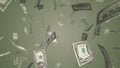 Dollar bills falling in slow motion Royalty Free Stock Photo