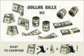 100 dollar bills with obverse and reverse side