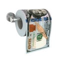 100 Dollar Bills Toilet Paper Isolated