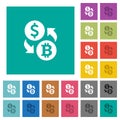 Dollar Bitcoin money exchange square flat multi colored icons