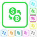 Dollar Bitcoin money exchange vivid colored flat icons