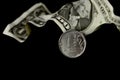 Dollar on black background close-up. Money, business, currency, crisis, default Royalty Free Stock Photo