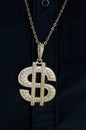 Dollar bling necklace hanging Royalty Free Stock Photo