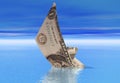 Dollar boat sinking Royalty Free Stock Photo