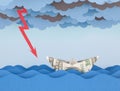 Dollar boat in storm.