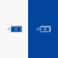 Dollar, Business, Flow, Money, Currency Line and Glyph Solid icon Blue banner Line and Glyph Solid icon Blue banner Royalty Free Stock Photo