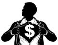 Dollar Business Man Superhero Tearing Shirt Chest Royalty Free Stock Photo