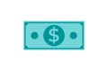 Dollar cash icon. simple dollar money icon in greenish blue color.