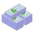 Dollar cash stack icon isometric vector. Money pile